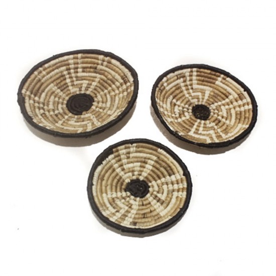 CONJ. 3 PRATOS DECOR. DE PAREDE DE FIBRA NATURAL
