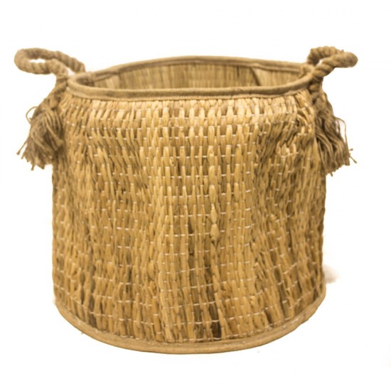 Cesta de Fibra Natural com Alças de Corda