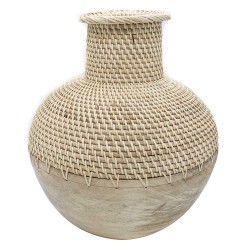 Vaso de Madeira e Ratan