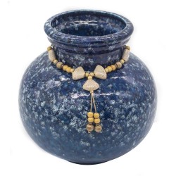 Vaso de Ceramica Azul Decorado