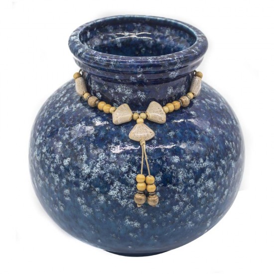 Vaso de Ceramica Azul Decorado
