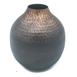 VASO DE METAL PRETO E BRONZE