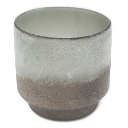 VASO DE VIDRO CINZA E MARROM P