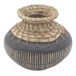 Vaso de Ceramica e Ratan