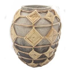 Vaso de Ceramica e Ratan
