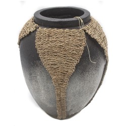 Vaso de Ceramica e Ratan