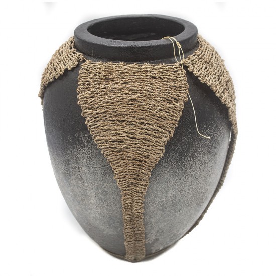 Vaso de Ceramica e Ratan