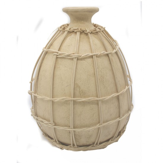 Vaso de Ceramica e Ratan