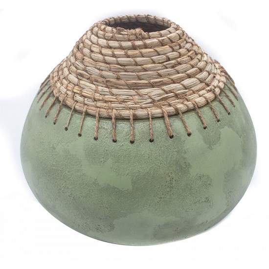 Vaso de Ceramica e Ratan