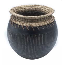 Vaso de Ceramica e Ratan