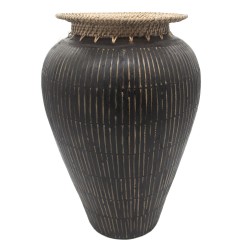 Vaso de Ceramica e Ratan