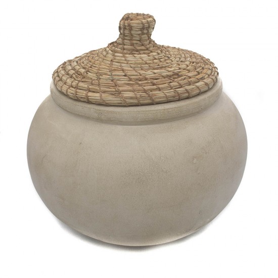 Pote de Ceramica e Fibra Natural