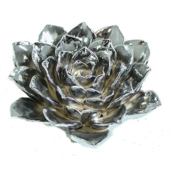 ESCULTURA FLOR DE CERAMICA PRATA