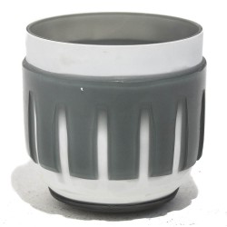 VASO DE VIDRO CINZA E BRANCO