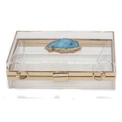 Caixa de Acrilico e Pedra Natural (Azul Claro)